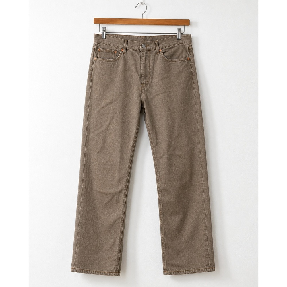 Levis 505 Jean Mens 38x32 Beige Tan Regular Fit Straight Leg Cotton Denim Pants